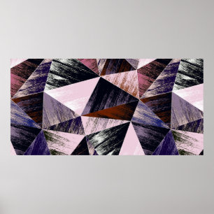 Naadloos abstract veelhoekpatroon. Blauw, roze, br Poster