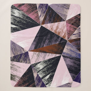 Naadloos abstract veelhoekpatroon. Blauw, roze, br Sherpa Deken