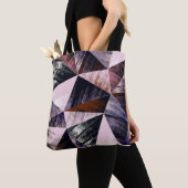Naadloos abstract veelhoekpatroon. Blauw, roze, br Tote Bag (Dichtbij)