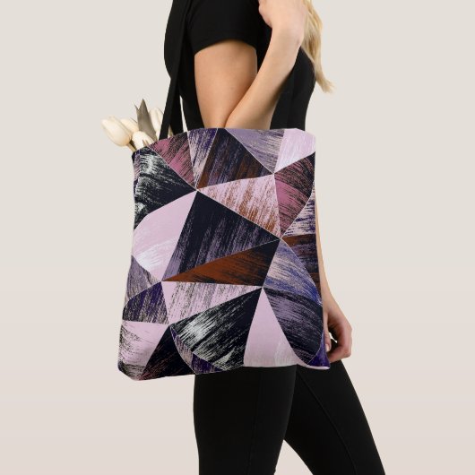 Naadloos abstract veelhoekpatroon. Blauw, roze, br Tote Bag (Dichtbij)