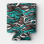 Naadloos abstract zebra leer modern blauw b blikjeskoeler (Voorkant)