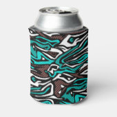 Naadloos abstract zebra leer modern blauw b blikjeskoeler (Blikje Achterkant)