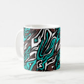 Naadloos abstract zebra leer modern blauw b koffiemok (Voorkant links)