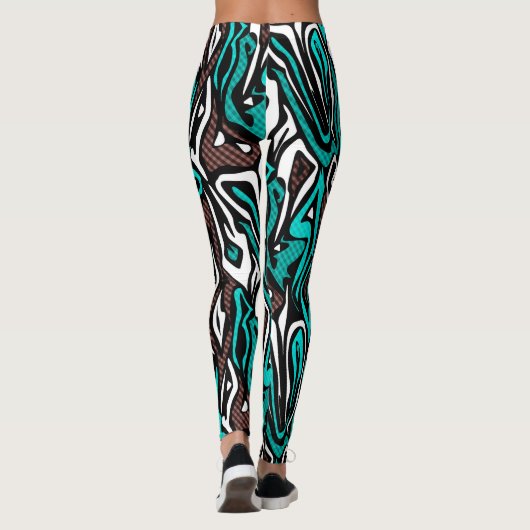 Naadloos abstract zebra leer modern blauw b leggings (Achterkant)