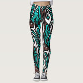Naadloos abstract zebra leer modern blauw b leggings (Voorkant)