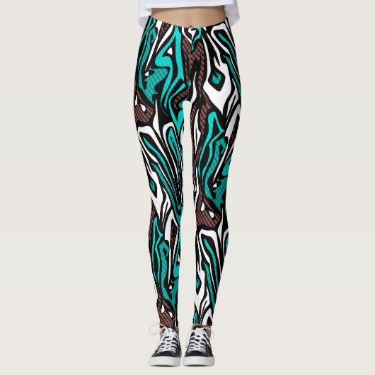 Naadloos abstract zebra leer modern blauw b leggings (Voorkant)