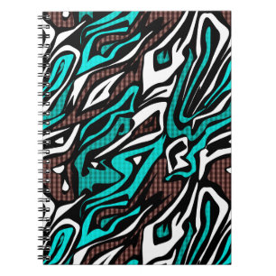 Naadloos abstract zebra leer modern blauw b notitieboek