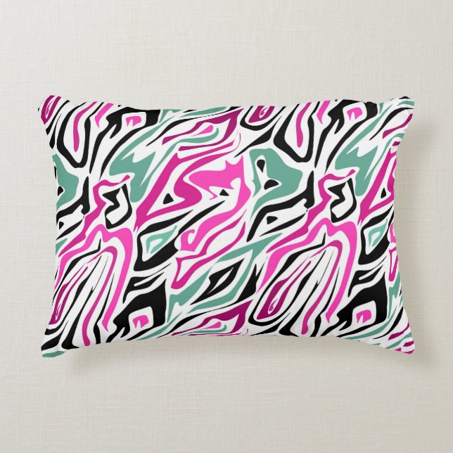 Naadloos abstract zebra leer modern zwart accent kussen (Voorkant)