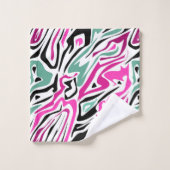 Naadloos abstract zebra leer modern zwart bad handdoek (Wasdoekje)