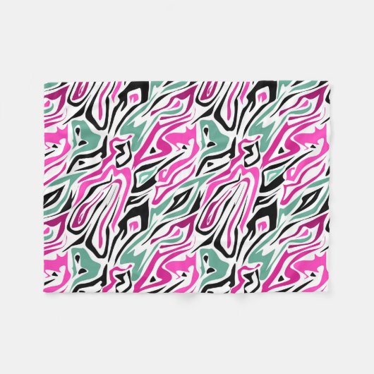 Naadloos abstract zebra leer modern zwart fleece deken (Voorkant (Horizontaal))
