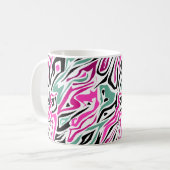 Naadloos abstract zebra leer modern zwart koffiemok (Voorkant links)