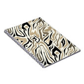 Naadloos abstract zebra leer modern zwart notitieboek (Rechterzijde)