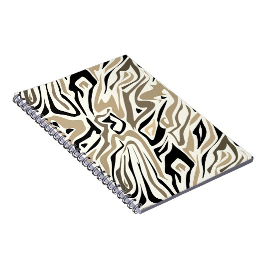 Naadloos abstract zebra leer modern zwart notitieboek (Rechterzijde)