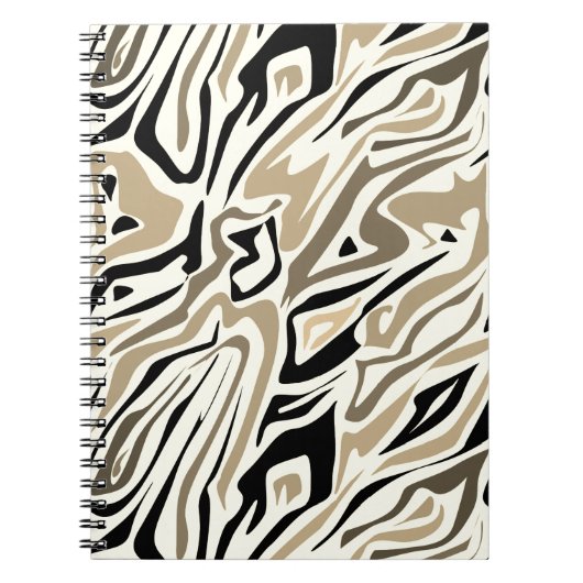 Naadloos abstract zebra leer modern zwart notitieboek (Voorkant)