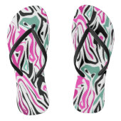 Naadloos abstract zebra leer modern zwart teenslippers (Voetbed)