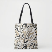 Naadloos abstract zebra leer modern zwart tote bag (Voorkant)