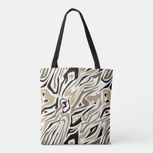 Naadloos abstract zebra leer modern zwart tote bag (Achterkant)