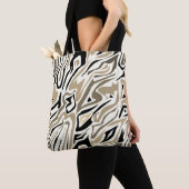 Naadloos abstract zebra leer modern zwart tote bag (Dichtbij)