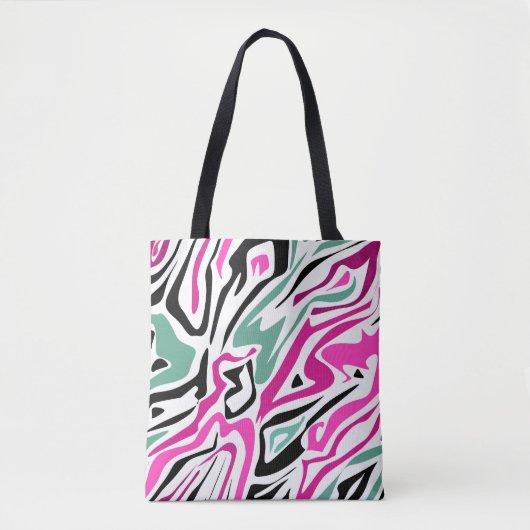 Naadloos abstract zebra leer modern zwart tote bag (Voorkant)