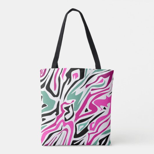 Naadloos abstract zebra leer modern zwart tote bag (Achterkant)
