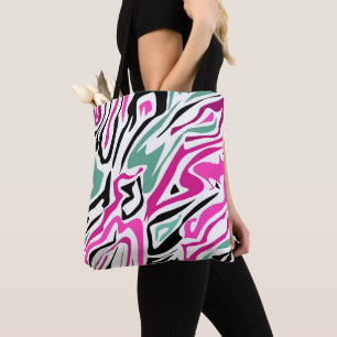 Naadloos abstract zebra leer modern zwart tote bag