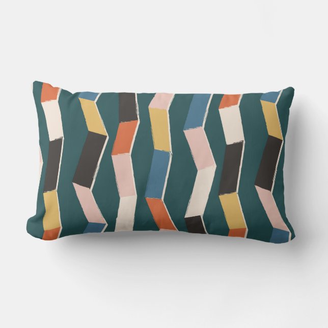 naadloos abstract zigzag, met de hand geschilderd kussen (Voorkant)