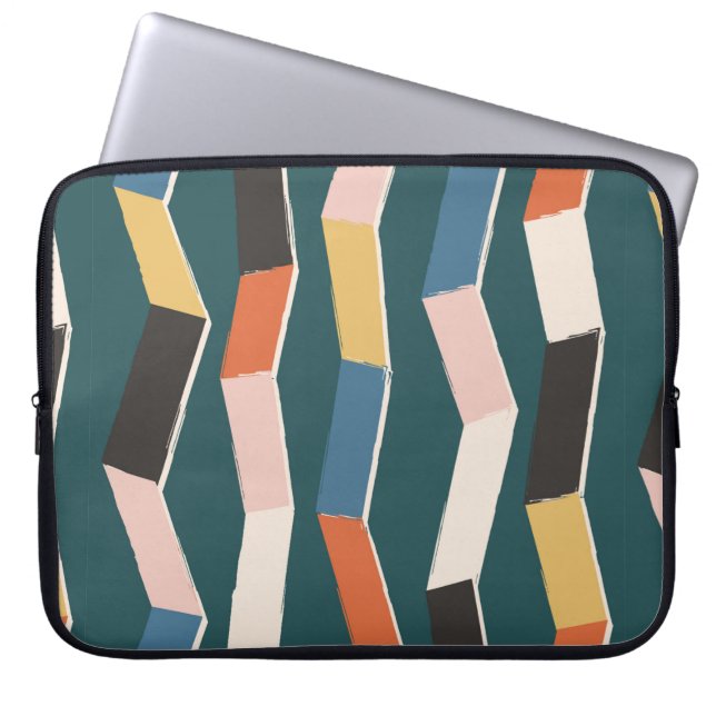 naadloos abstract zigzag, met de hand geschilderd laptop sleeve (Voorkant)