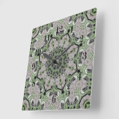 Naadloos abstracte grijs groen deco vierkante klok (Hoek)