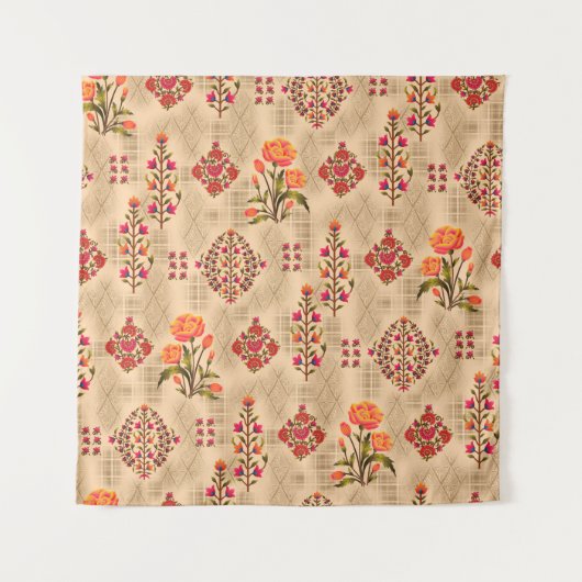 Naadloos abstracte mughaalfloreel patroon wandkleed (Voorkant)