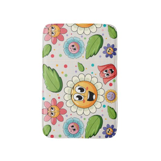 Naadloos achtergrondontwerp met kleurrijke bloemen badmat (Voorkant Verticaal)