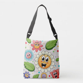 Naadloos achtergrondontwerp met kleurrijke bloemen crossbody tas
