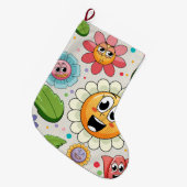 Naadloos achtergrondontwerp met kleurrijke bloemen grote kerstsok (Voorkant (Hangend))