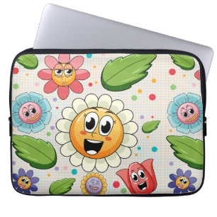 Naadloos achtergrondontwerp met kleurrijke bloemen laptop sleeve