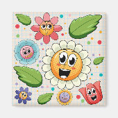 Naadloos achtergrondontwerp met kleurrijke bloemen magneet (Voorkant)