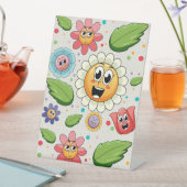 Naadloos achtergrondontwerp met kleurrijke bloemen reclamebord met voetstuk (Insitu)