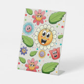 Naadloos achtergrondontwerp met kleurrijke bloemen reclamebord met voetstuk (Voorkant)