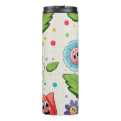 Naadloos achtergrondontwerp met kleurrijke bloemen thermosbeker (Achterkant)