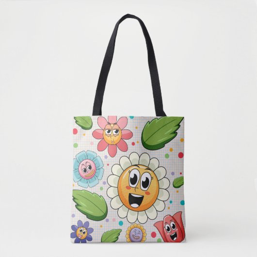 Naadloos achtergrondontwerp met kleurrijke bloemen tote bag (Voorkant)