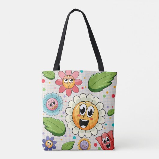 Naadloos achtergrondontwerp met kleurrijke bloemen tote bag (Achterkant)