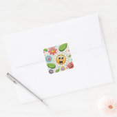 Naadloos achtergrondontwerp met kleurrijke bloemen vierkante sticker (Envelop)
