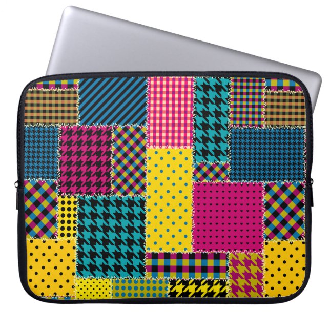 Naadloos achtergrondpatroon. Geometrische patchwor Laptop Sleeve (Voorkant)