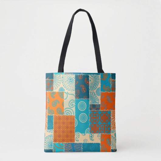 Naadloos achtergrondpatroon. Patchwork patroon in Tote Bag (Voorkant)