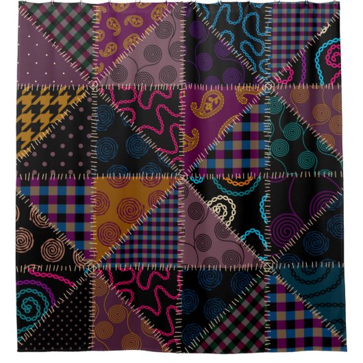 Naadloos achtergrondpatroon. Patchwork patroon. Vi Douchegordijn (Voorkant)