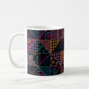 Naadloos achtergrondpatroon. Patchwork patroon. Vi Koffiemok