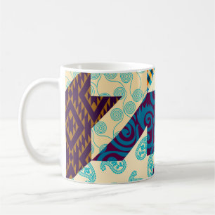 Naadloos achtergrondpatroon. Patchwork patroon. Vi Koffiemok