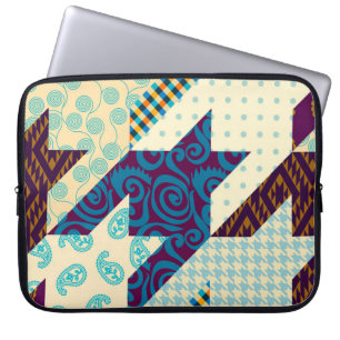 Naadloos achtergrondpatroon. Patchwork patroon. Vi Laptop Sleeve
