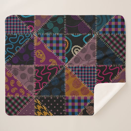 Naadloos achtergrondpatroon. Patchwork patroon. Vi Sherpa Deken (Voorkant (horizontaal))