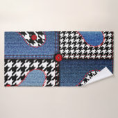 Naadloos achtergrondpatroon. Patchwork van denim f Badhanddoek (Badhanddoek)