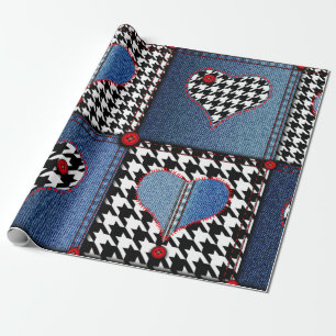 Naadloos achtergrondpatroon. Patchwork van denim f Cadeaupapier