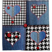 Naadloos achtergrondpatroon. Patchwork van denim f Douchegordijn (Voorkant)